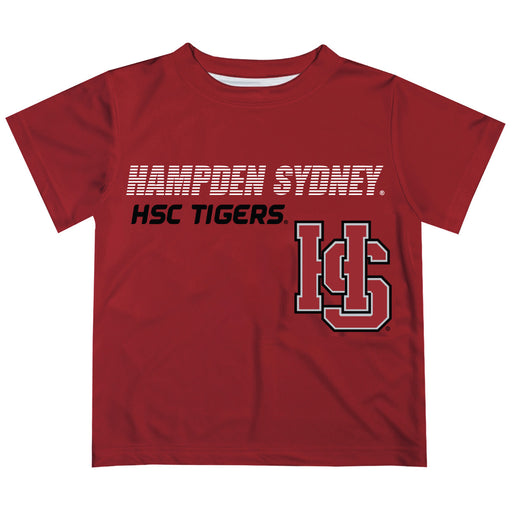 Hampden Sydney Solid Stripped Logo Maroon Short Sleeve Tee Shirt - Vive La Fête - Online Apparel Store