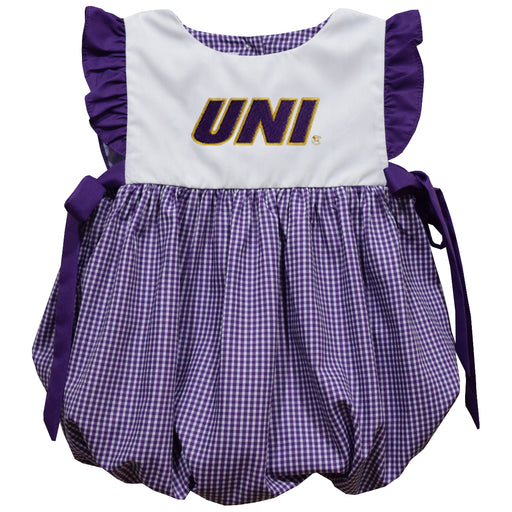 Northern Iowa Panthers Embroidered Purple Gingham Short Sleeve Girls Bubble