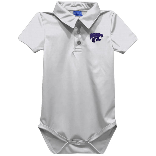 Kansas State University Wildcats K-State Embroidered White Solid Knit Polo Onesie