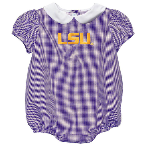 LSU Tigers Embroidered Purple Girls Baby Bubble Short Sleeve