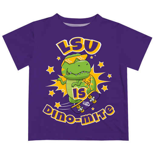 LSU Tigers Vive La Fete Dino-Mite Boys Game Day Purple Short Sleeve Tee