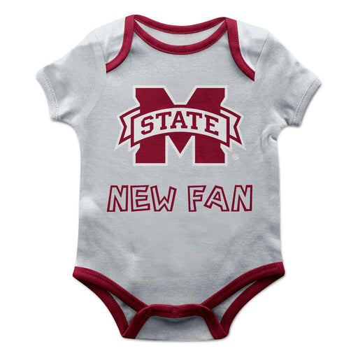 Mississippi State Bulldogs Vive La Fete Infant Game Day Gray Short Sleeve Onesie New Fan Logo and Mascot Bodysuit