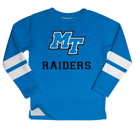 Middle Tennessee Stripes Blue Long Sleeve Fleece Sweatshirt Side Vents - Vive La Fête - Online Apparel Store