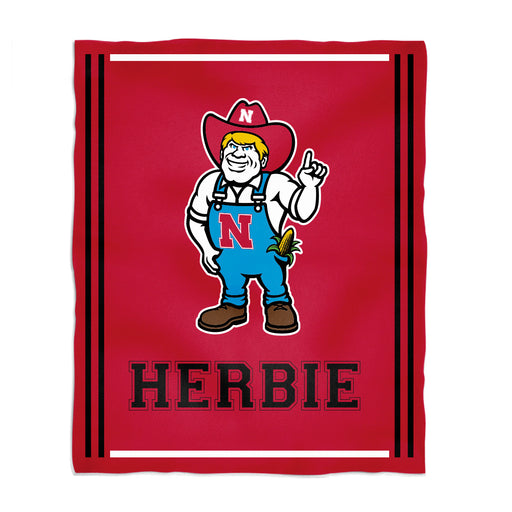 University of Nebraska Huskers Vive La Fete Kids Game Day Red Plush Soft Minky Blanket 36 x 48 Mascot