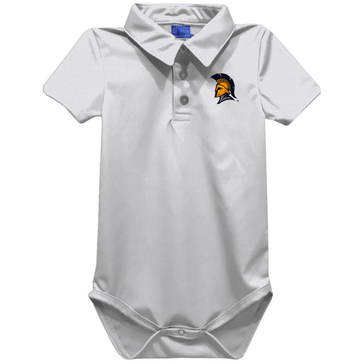 UNC Greensboro Spartans UNCG Embroidered White Solid Knit Polo Onesie