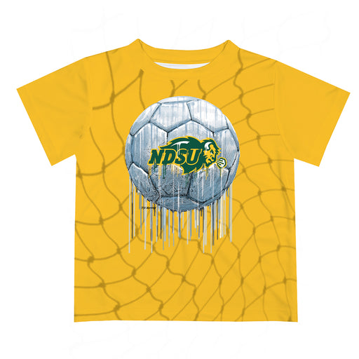North Dakota Bison Original Dripping Soccer Yellow T-Shirt by Vive La Fete