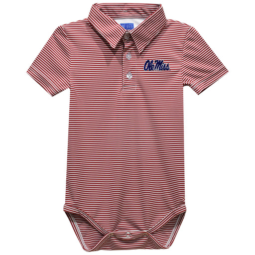 Ole Miss Rebels Embroidered Red Stripe Knit Polo Onesie