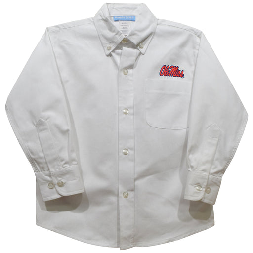 Ole Miss Rebels Embroidered White Long Sleeve Button Down Shirt