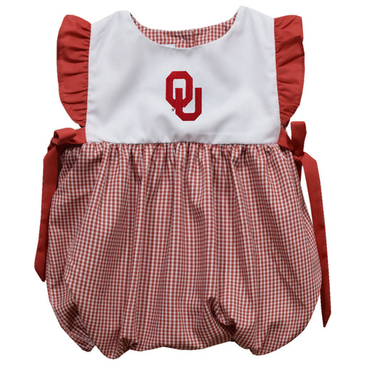 Oklahoma Sooners Embroidered Red Gingham Girls Bubble