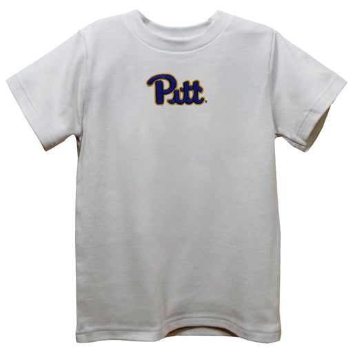 Pittsburgh Panthers UP Embroidered White Knit Short Sleeve Boys Tee Shirt