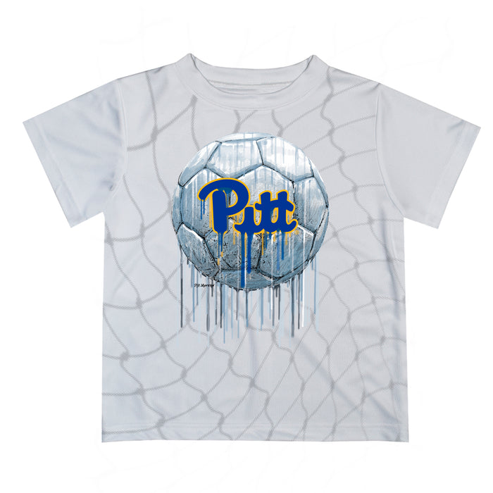 Pittsburgh Panthers UP Original Dripping Soccer White T-Shirt by Vive La Fete