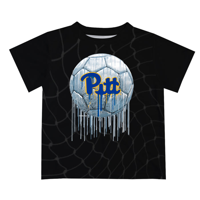 Pittsburgh Panthers UP Original Dripping Soccer Black T-Shirt by Vive La Fete