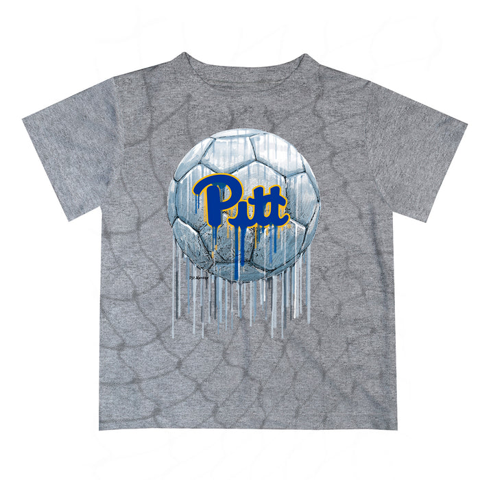 Pittsburgh Panthers UP Original Dripping Soccer Heather Gray T-Shirt by Vive La Fete