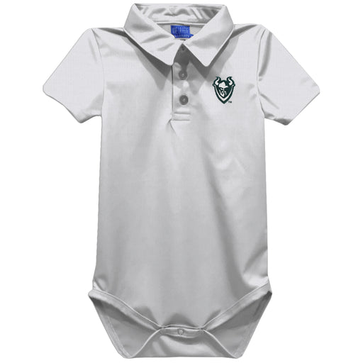 Portland State Vikings Embroidered White Solid Knit Polo Onesie