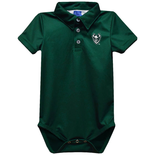 Portland State Vikings Embroidered Hunter Green Solid Knit Polo Onesie