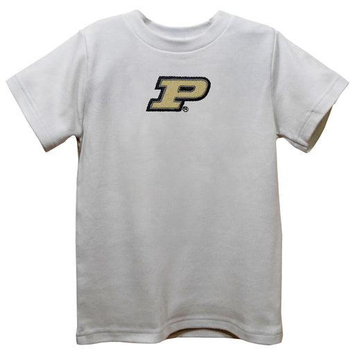 Purdue University Boilermakers Embroidered White Knit Short Sleeve Boys Tee Shirt