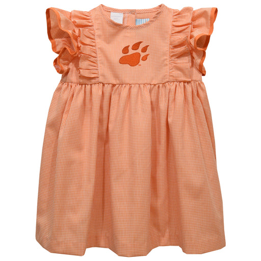 Sam Houston Bearcats Embroidered Orange Gingham Ruffle Dress