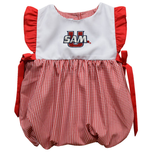 Samford University Bulldogs Embroidered Red Cardinal Gingham Girls Bubble