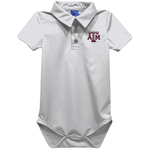 Texas A&M Aggies Embroidered White Solid Knit Boys Polo Bodysuit