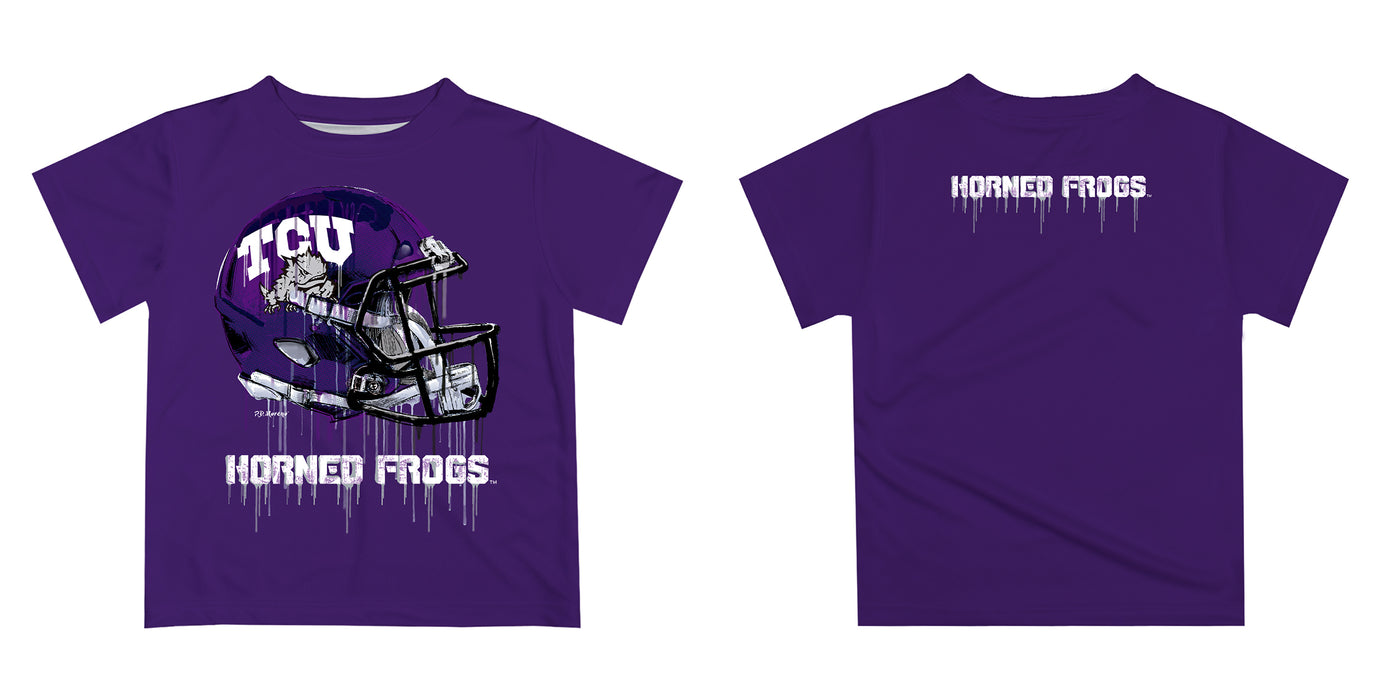TCU Horned Frogs Original Dripping Football Helmet Purple T-Shirt by Vive La Fete - Vive La Fête - Online Apparel Store
