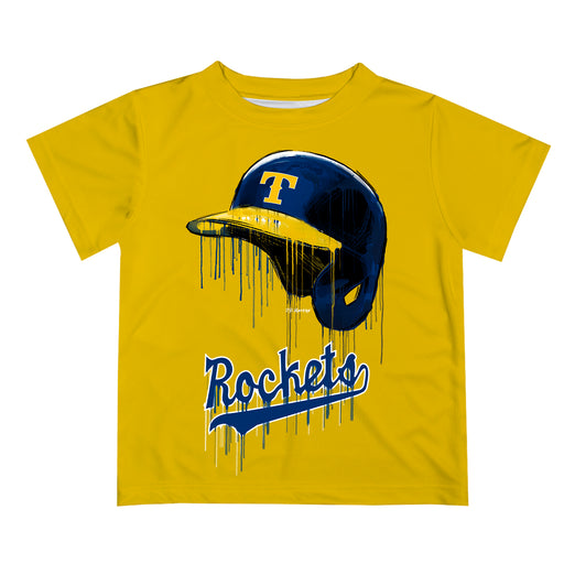 Toledo Rockets Original Dripping Baseball Helmet Gold T-Shirt by Vive La Fete