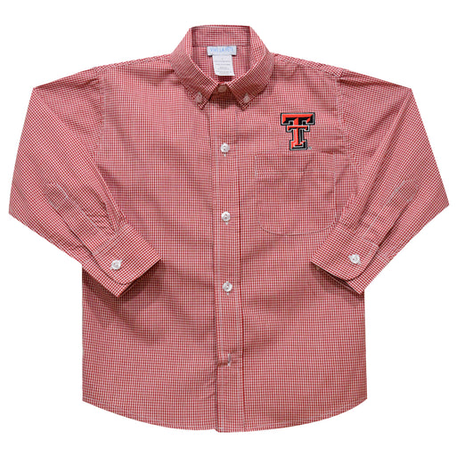 Texas Tech Embroidered Red Gingham Long Sleeve Button Down Shirt - Vive La Fête - Online Apparel Store
