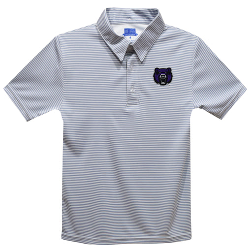 University of Central Arkansas Bears UCA Embroidered Gray Stripes Short Sleeve Polo Box Shirt