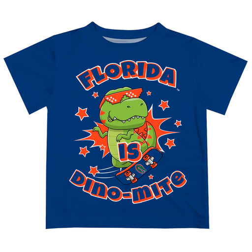 Florida Gators Vive La Fete Dino-Mite Boys Game Day Blue Short Sleeve Tee