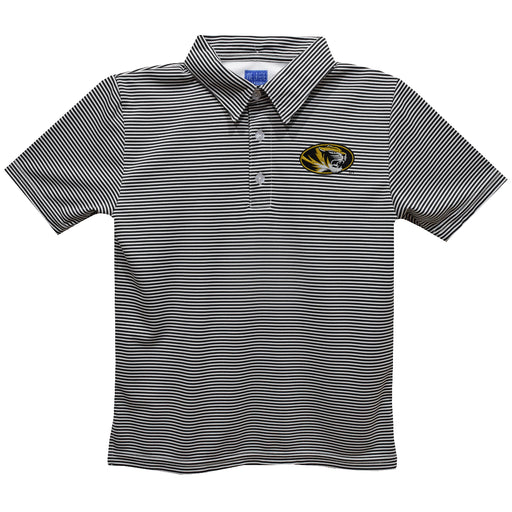 Missouri Tigers MU Embroidered Black Stripes Short Sleeve Polo Box Shirt