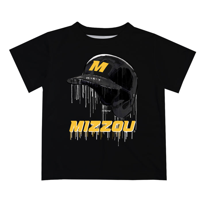 Missouri Tigers MU Original Dripping Baseball Helmet Black T-Shirt by Vive La Fete