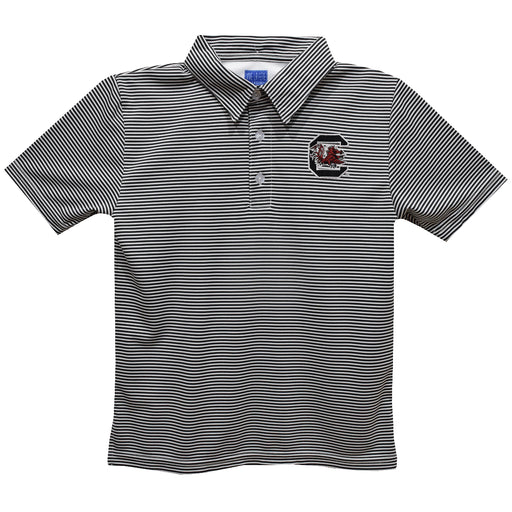 South Carolina Gamecocks Embroidered Black Stripes Short Sleeve Polo Box Shirt