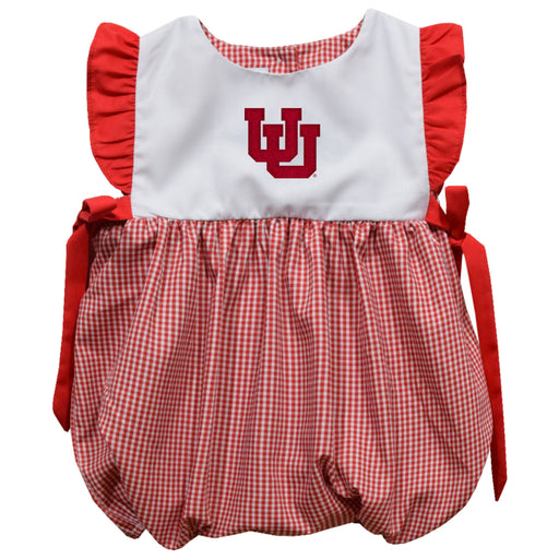 University of Utah Utes Embroidered Red Cardinal Gingham Girls Bubble