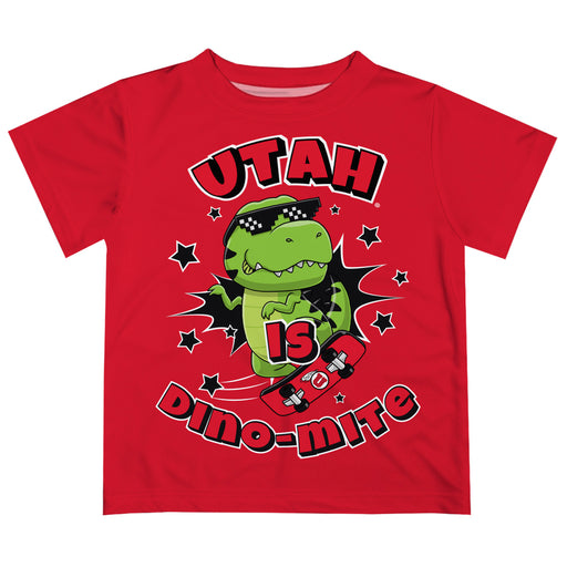 University of Utah Utes Vive La Fete Dino-Mite Boys Game Day Red Short Sleeve Tee