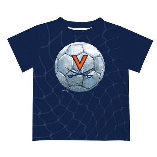 Virginia Cavaliers UVA Original Dripping Soccer Blue T-Shirt by Vive La Fete