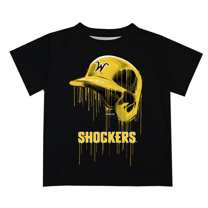 Wichita State Shockers WSU Original Dripping Baseball Hat Black T-Shirt by Vive La Fete