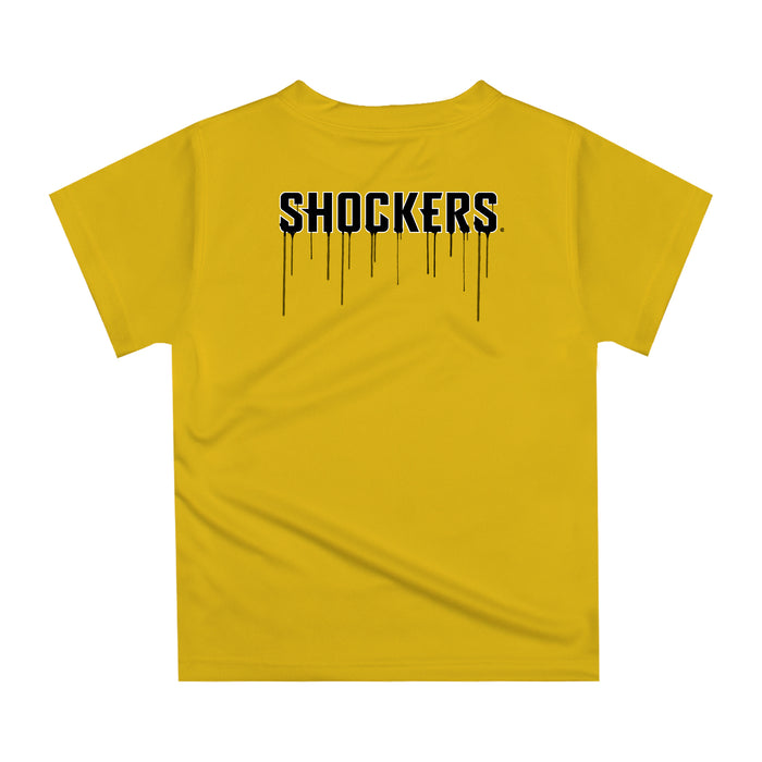 Wichita State Shockers WSU Original Dripping Baseball Hat Yellow T-Shirt by Vive La Fete - Vive La Fête - Online Apparel Store