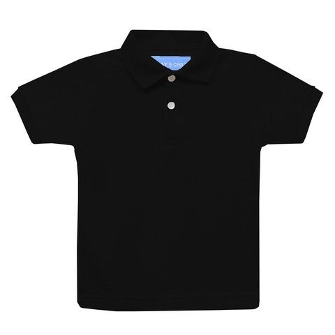Black Solid Short Sleeve Polo Box Shirt