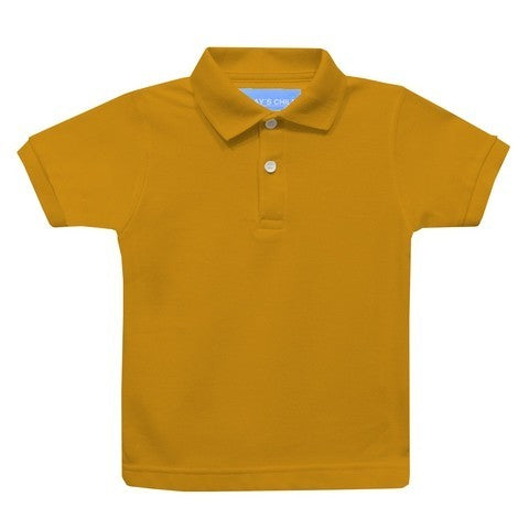 Gold Solid  Short Sleeve Polo Box Shirt