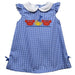 Crabs Applique Royal Gingham Angel Wing Sleeve A Line Dress