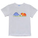 Dinosaurs Applique White Knit Short Sleeve Boys Tee Shirt