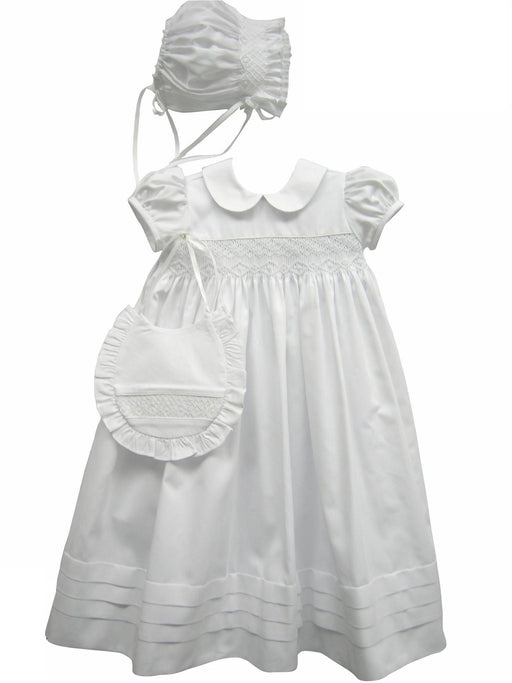 White Smocked, Girl's Gown 4pc set - Vive La Fête - Online Apparel Store