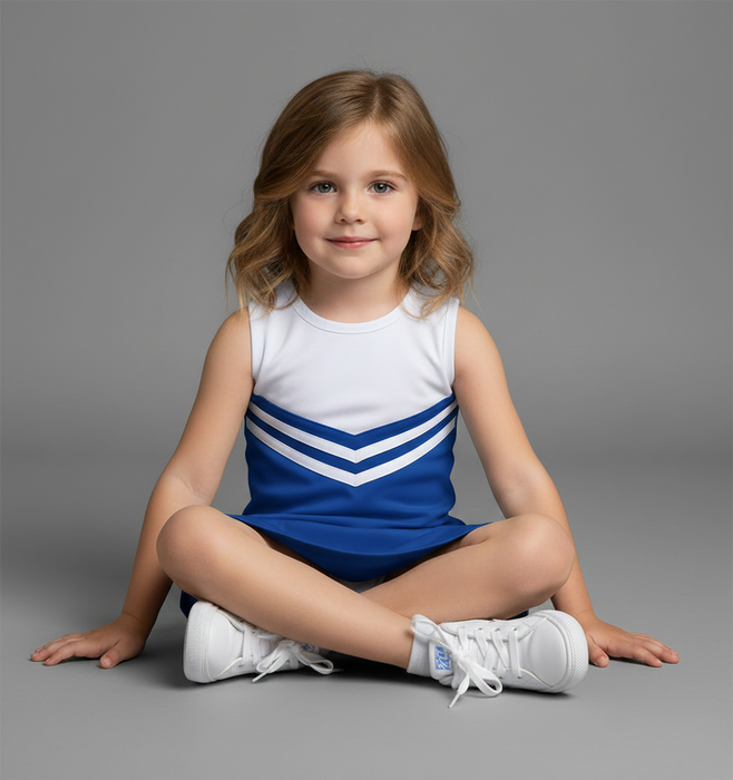 Royal and White Sleeveless Cheerleader A Line Dress - Vive La Fête - Online Apparel Store