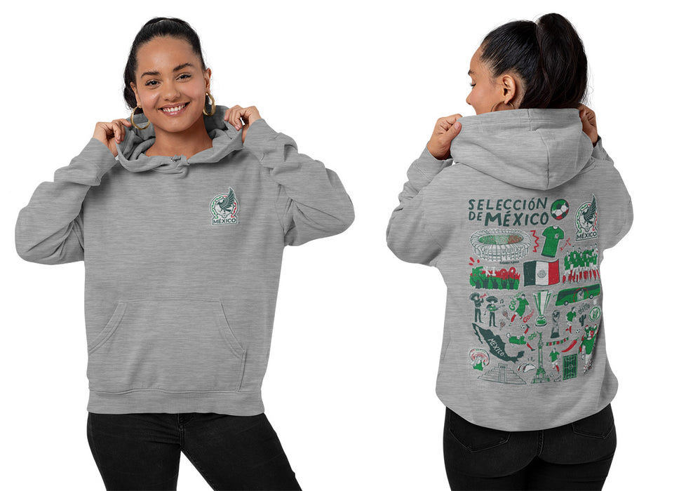 Mexico National Soccer Team Impressions Artwork Women Cotton Fleece Long Sleeve Hoodie - Vive La Fête - Online Apparel Store