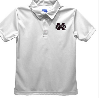 Mississippi State Bulldogs Embroidered White Short Sleeve Polo Box Shirt - Vive La Fête - Online Apparel Store