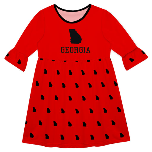 Georgia Print Red Amy Dress Three Quarter Sleeve