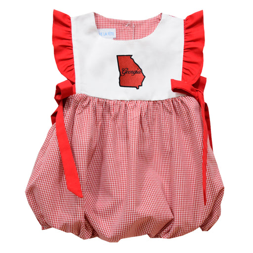 Georgia Embroidered Red Gingham Girls Bubble