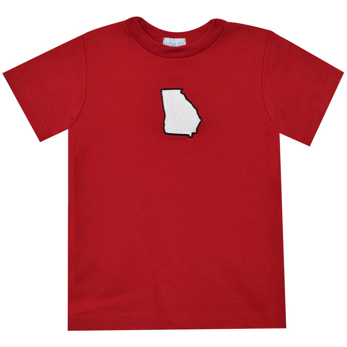 Georgia Embroidery Knit Red Boys Tee Shirt Short Sleeve