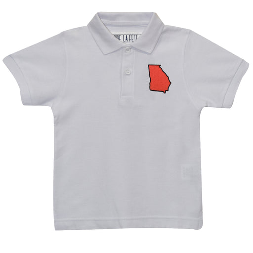 Georgia Embroidered White Short Sleeve Polo Box Shirt