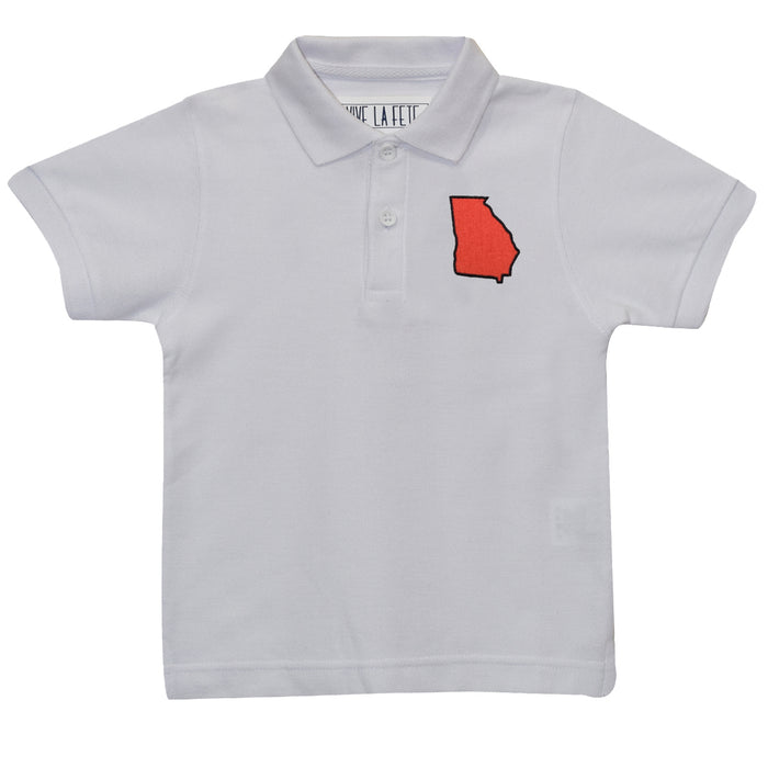 Georgia Embroidered White Short Sleeve Polo Box Shirt
