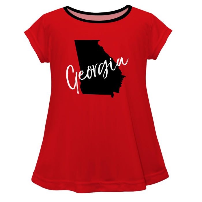 Georgia Solid Red Laurie Top Short Sleeve